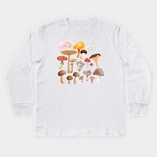 Mushroom multy kind of mushrooms Kids Long Sleeve T-Shirt